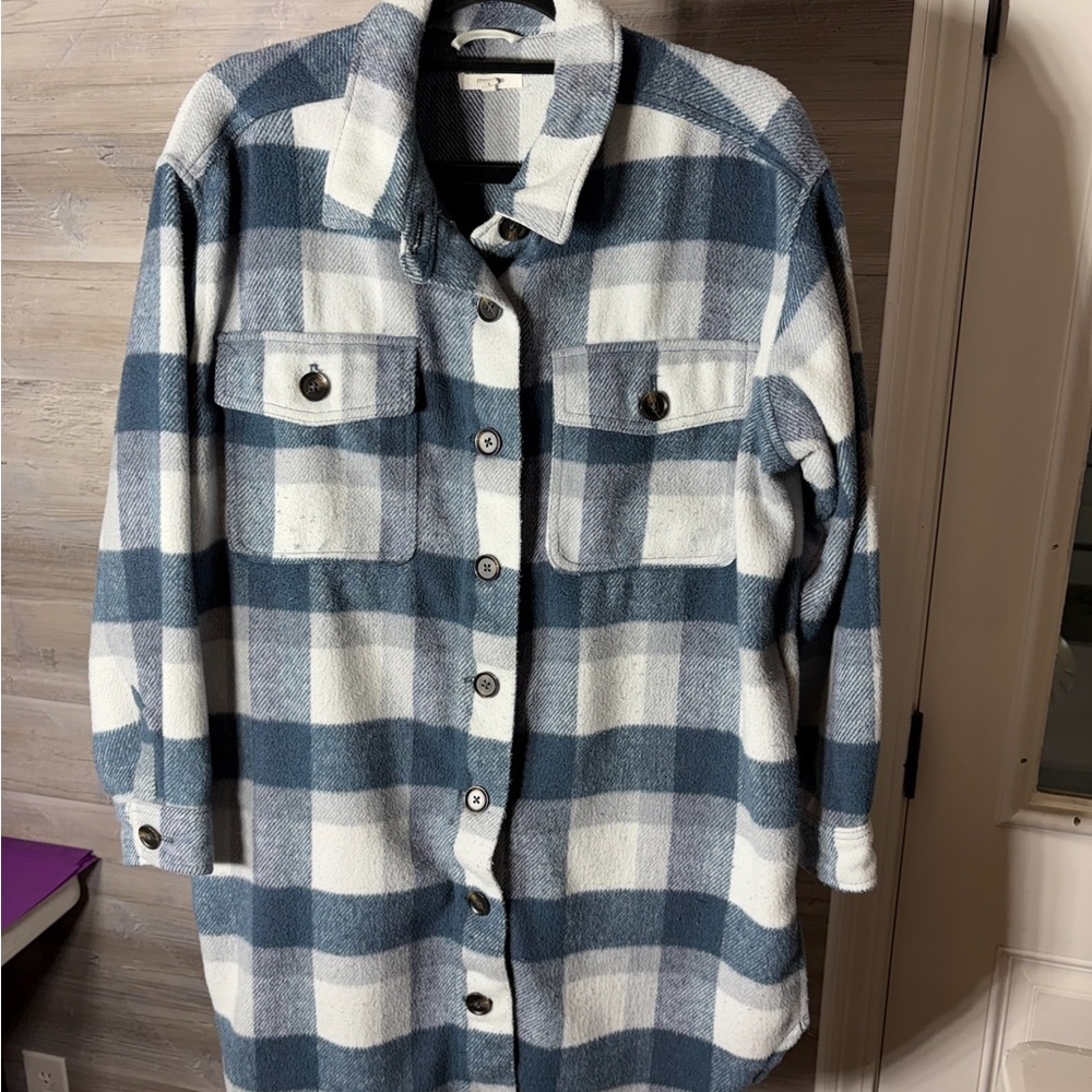 Maurices Navy and White Checkered Utility Jacket 935